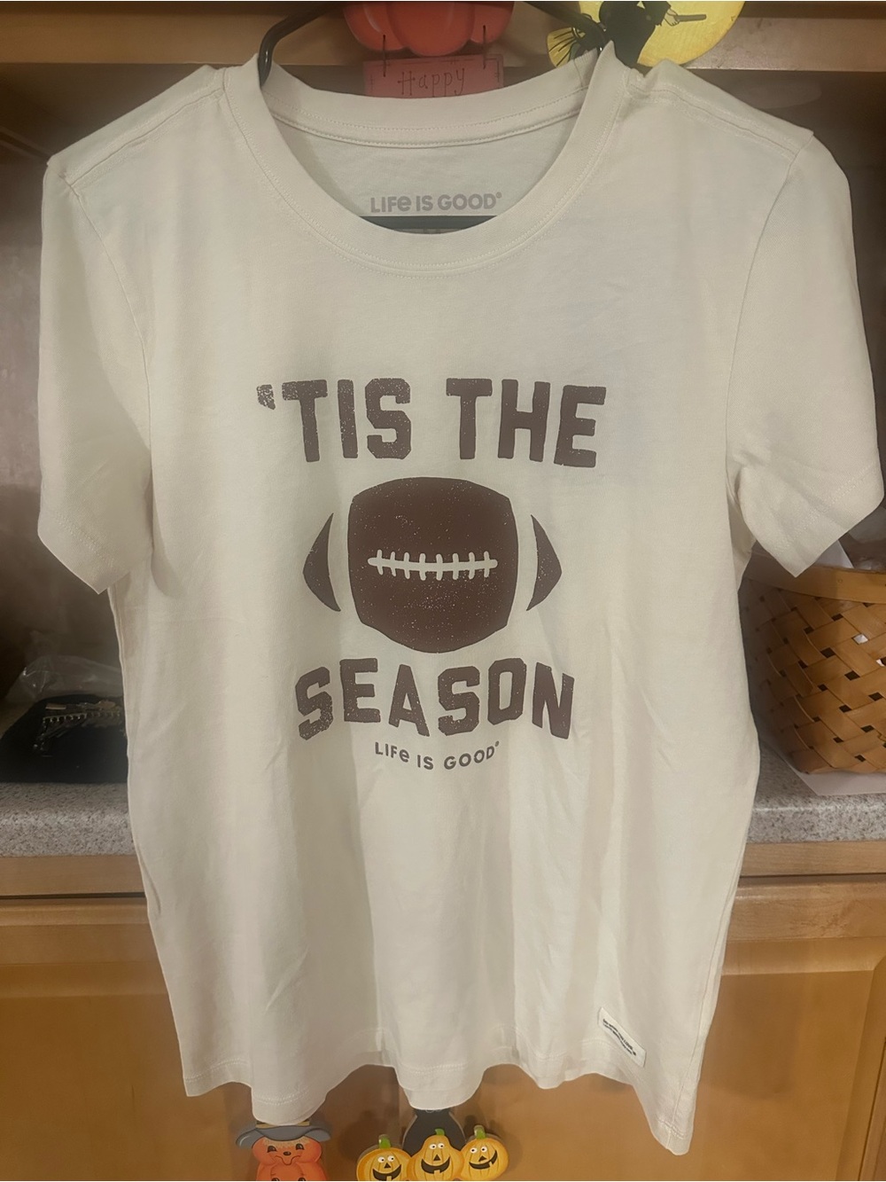 Life Is Good Cream 'Tis The Season Football Tee